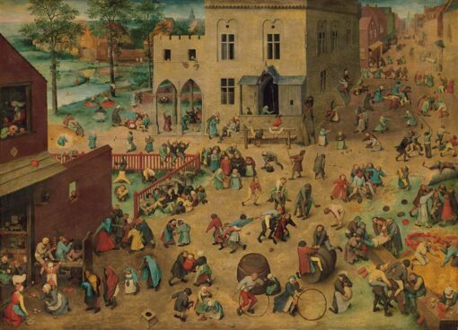 Children’s Games by Pieter Bruegel the Elder – Hand-Painted Reproduction of a Northern Renaissance Masterpiece
