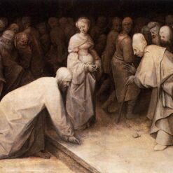 Pieter Bruegel the Elder – Christ and the Woman Taken in Adultery (1565), Grisaille Oil Painting