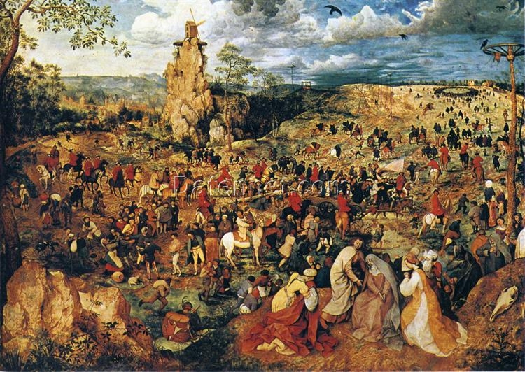 The Procession to Calvary – Northern Renaissance Religious Painting by Pieter Bruegel the Elder
