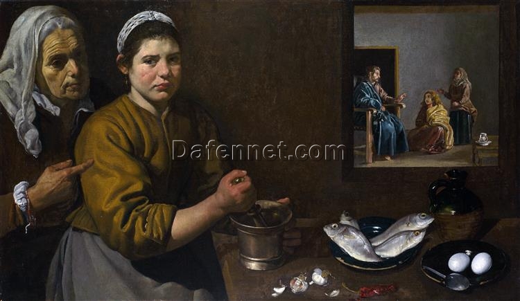 Buy Velázquez’s Christ in the House of Mary and Martha – 1620 Baroque Religious Oil Painting for Home or Chapel