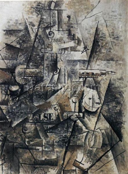 Clarinet and Bottle of Rum on a Mantelpiece – Georges Braque (1911) Analytical Cubist Still Life