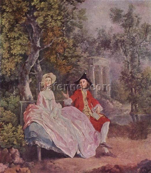 INSPIRED BY Thomas Gainsborough – Custom Rococo “Conversation in a Park” Oil Painting | DaFen Village Studio