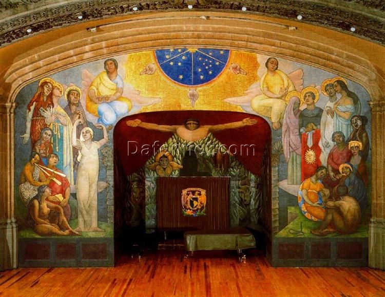 Custom Mexican Muralism Oil Painting – Replica of Rivera’s San Ildefonso College Fresco for Home Decor