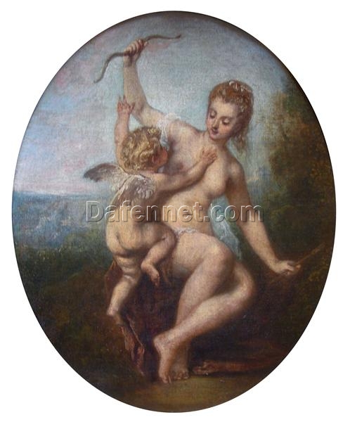 Buy Cupid Disarmed by Antoine Watteau – 1715 Rococo Oil Painting Reproduction | Custom Art from DaFen Village Studio