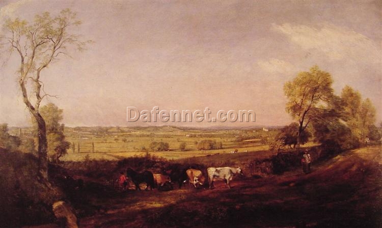 Custom Oil Painting: Dedham Vale: Morning by John Constable (1811) – Romantic Landscape on Canvas