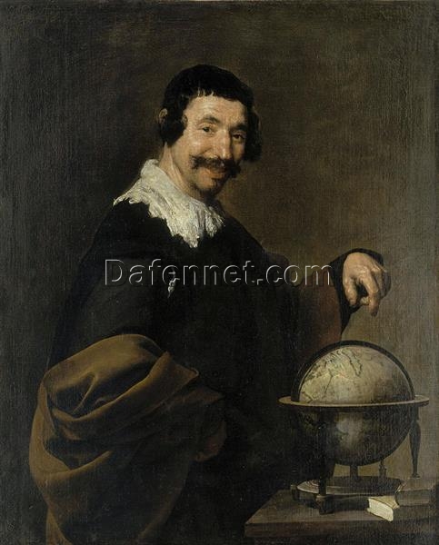 Democritus by Diego Velázquez – 1628 Baroque Portrait Oil Painting Replica on Canvas