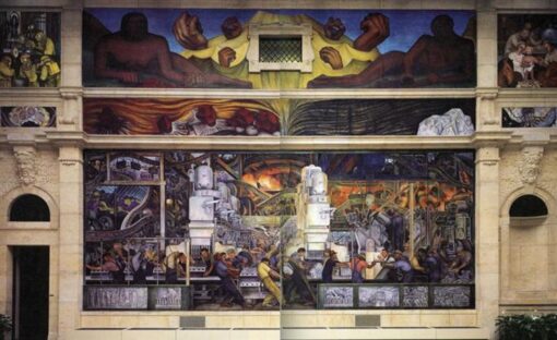 Diego Rivera-Inspired Industrial Art – ‘Detroit Industry’ Labor Mural Reproduction for Modern Home & Office