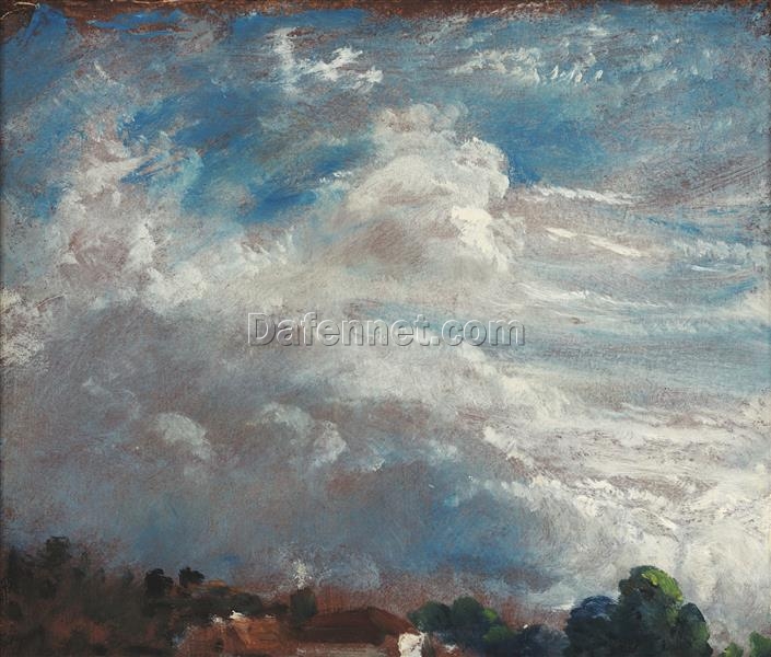 John Constable Cloud Study: Horizon of Trees (1821) – Stunning Romantic Cloudscape Oil Painting