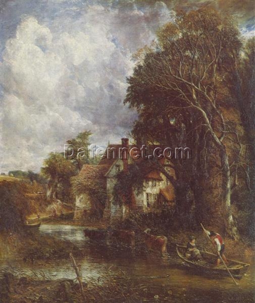 Hand-Painted Romantic Landscape Oil Painting – Die Valley Farm by John Constable Reproduction