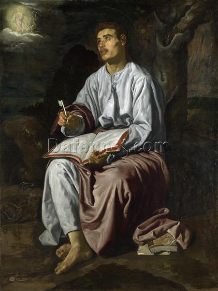 Saint John at Patmos by Diego Velázquez – 1619 Baroque Religious Oil Painting Replica on Canvas