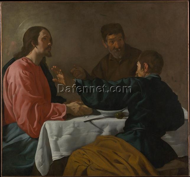 Velázquez’s Supper at Emmaus – 1620 Baroque Religious Oil Painting Reproduction for Elegant Décor