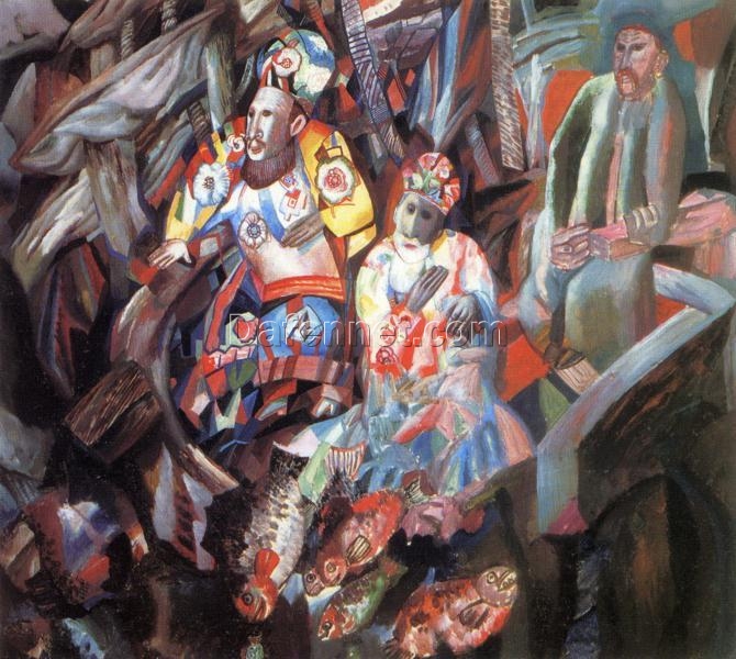 East and West by Pavel Filonov – 1912 Allegorical Masterpiece | Custom Oil Reproduction from DaFen Studio