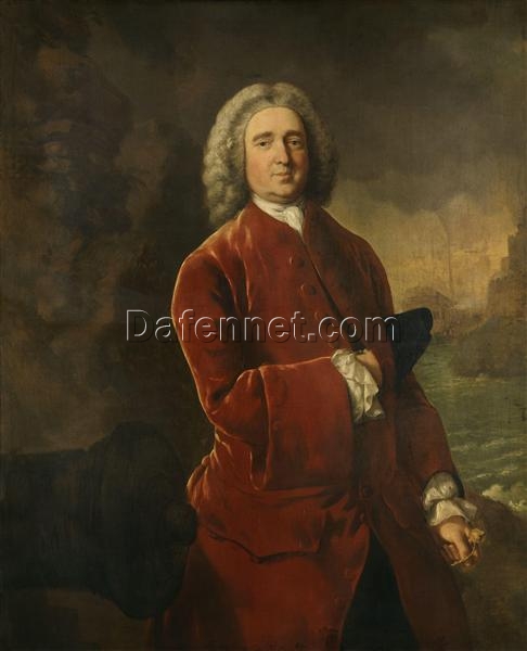 INSPIRED BY Thomas Gainsborough’s “Edward Vernon” – Custom Rococo Portrait Oil Artwork | DaFen Village Studio