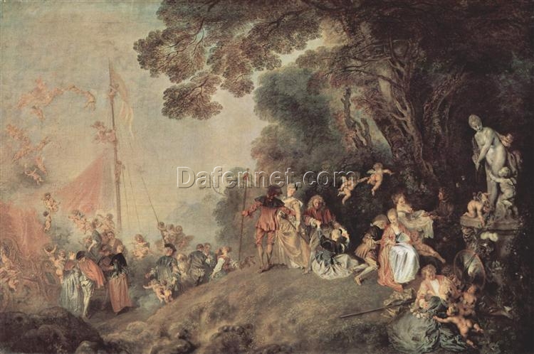 Pilgrimage on the Isle of Cythera by Antoine Watteau – Rococo Oil Painting Reproduction | Custom Art from DaFen Village Studio