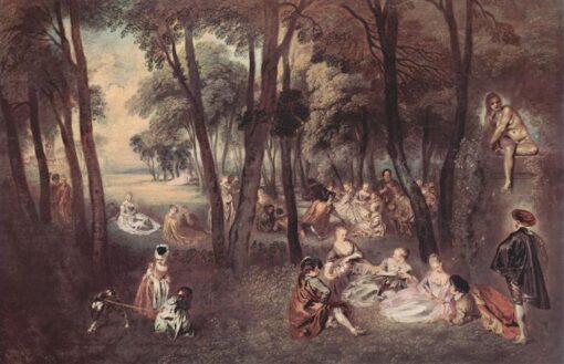 Buy Entertainment Countryside by Antoine Watteau – Rococo Oil Painting Reproduction | DaFen Village Studio
