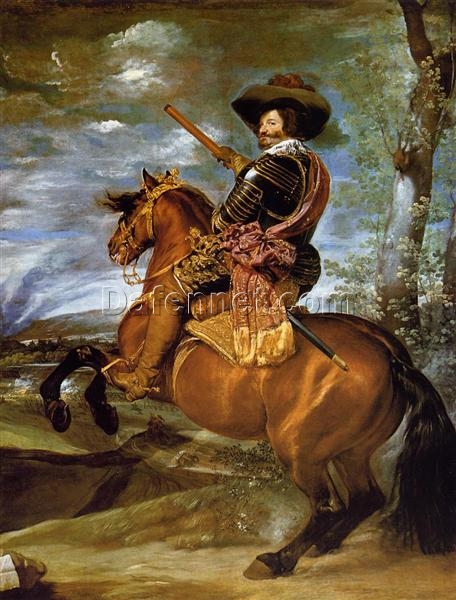 Equestrian Portrait of Don Gaspar de Guzmán by Velázquez – 1634 Baroque Royal Portrait Oil Painting Reproduction