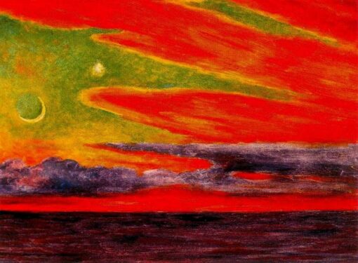Custom Diego Rivera ‘Evening Twilight at Acapulco’ Muralist Oil Painting – 1956 Landscape