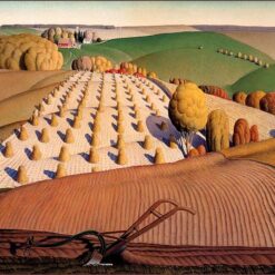 Grant Wood 'Fall Plowing' 1931 – Iconic Regionalist Autumn Landscape Oil on Canvas Reproduction