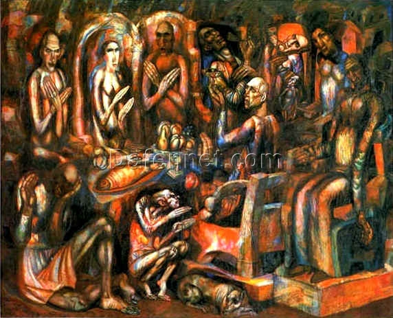 Pavel Filonov Feast of Kings – 1913 Allegorical Oil Painting | Custom Handcrafted Reproduction