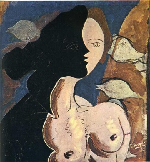 Georges Braque ‘Figurendoppelgänger mit Meereshintergrund’ 1942 - kubistisch modernes Portrait Ölgemälde Reproduktion