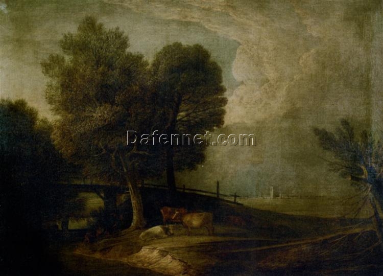 INSPIRED BY Thomas Gainsborough’s “Figures with Cattle in a Landscape” – Custom Rococo Landscape Oil Artwork | DaFen Village Studio