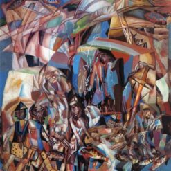 Fishing Schooner by Pavel Filonov – 1913 Analytical Realism Oil Painting | Custom Reproduction from DaFen Village Studio