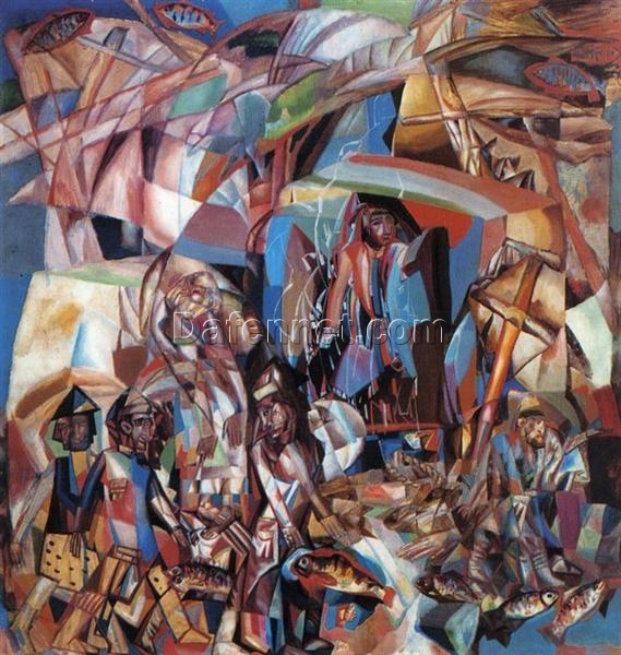 Fishing Schooner by Pavel Filonov – 1913 Analytical Realism Oil Painting | Custom Reproduction from DaFen Village Studio