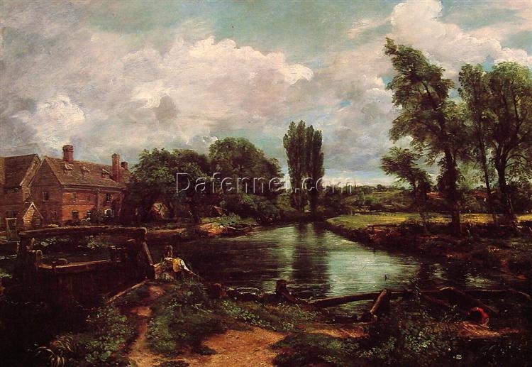 John Constable Flatford Mill from a Lock on the Stour (1811) – British Landscape Oil Painting