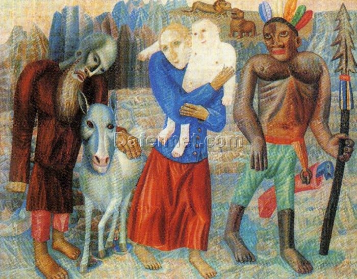 Flight to Egypt by Pavel Filonov – Religious Art Reproduction | Hand-Painted Analytical Realism Canvas | Custom Oil Painting from DaFen