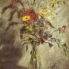 1814 Flowers in a Glass Vase by John Constable – Romantic Oil Painting on Cardboard