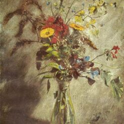 1814 Flowers in a Glass Vase by John Constable – Romantic Oil Painting on Cardboard