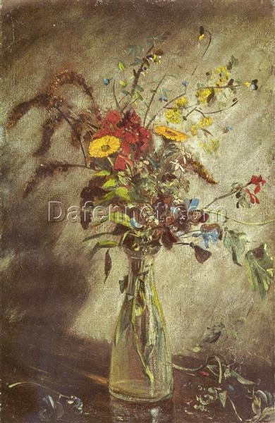 1814 Flowers in a Glass Vase by John Constable – Romantic Oil Painting on Cardboard