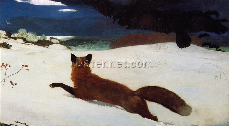 Buy Winslow Homer Realism Wildlife Painting: Fox Hunt (1893) Oil on Canvas
