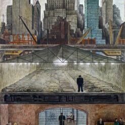 Diego Rivera 'Frozen Assets' Mural Reproduction - Industrial Capitalism Allegory in Fresco-Style Oil Painting
