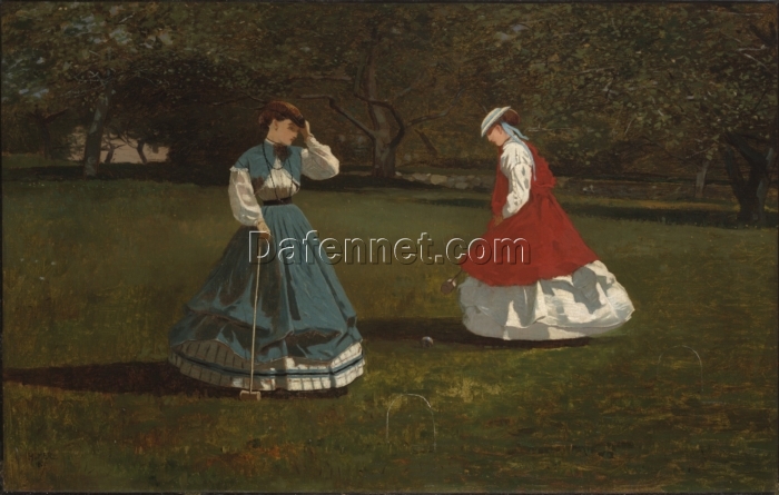 Buy Winslow Homer Realism Genre Painting: Game of Croquet (c. 1865) Oil on Canvas
