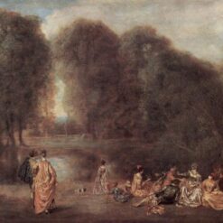 Buy Gathering in the Park by Antoine Watteau – 1717 Rococo Oil Painting Reproduction | DaFen Village Studio