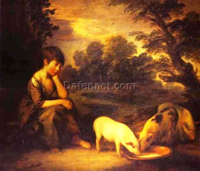 Buy Thomas Gainsborough Rococo Genre Painting: Girl with Pigs (1782) Oil on Canvas