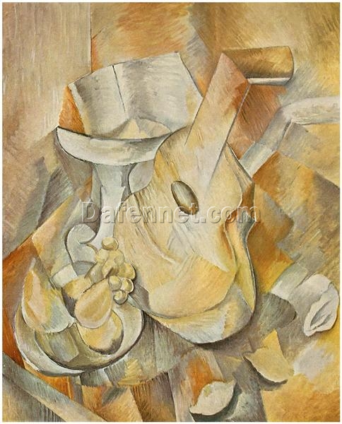 Georges Braque “Guitar and Fruit Dish” – Cubist Still Life Oil Painting Reproduction for Art Lovers
