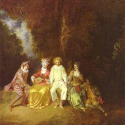 Buy Happy Pierrot by Antoine Watteau – 1712 Rococo Oil Painting Reproduction | DaFen Village Studio