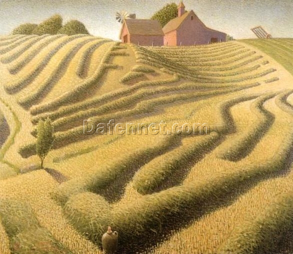 Grant Wood’s Haying – 1939 Regionalism Landscape Oil Painting | Custom Handcrafted Reproduction from DaFen Village Studio