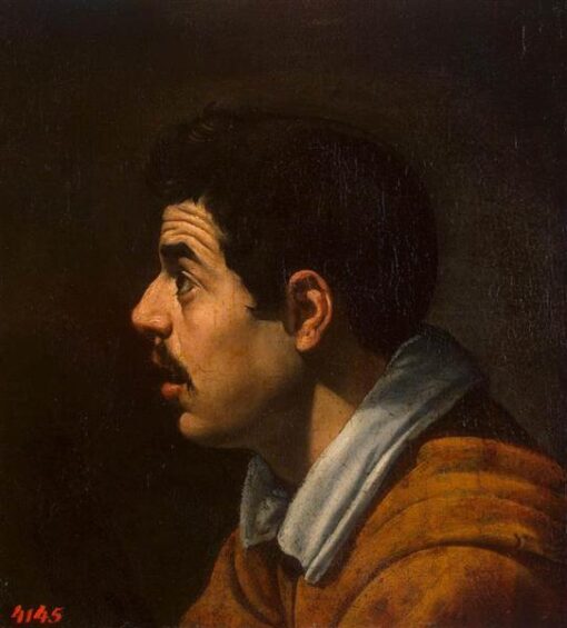 Velázquez Portrait Painting Replica – Head of a Man (1616) Baroque Oil on Canvas for Classic Décor and Art Lovers