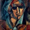 Head of a Woman" – Handmade Cubist Portrait by Georges Braque