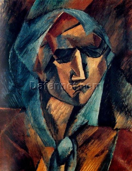 Head of a Woman” – Handmade Cubist Portrait by Georges Braque