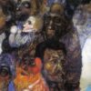 Custom Reproduction of ‘Heads’ by Pavel Filonov – 1910 Russian Expressionist Portrait | Oil Painting on Cardboard Style by DaFen Artists