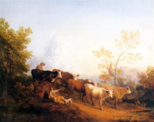 INSPIRED BY “Homecoming” by Thomas Gainsborough – Hand-painted Rococo Genre Oil Painting | DaFen Village Studio