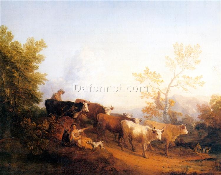 INSPIRED BY “Homecoming” by Thomas Gainsborough – Hand-painted Rococo Genre Oil Painting | DaFen Village Studio