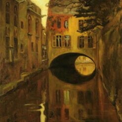 Hand-Painted Diego Rivera 'House over the Bridge' 1909 Cityscape - Early Social Realism Oil Painting Reproduction