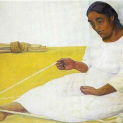 Diego Rivera 'Indian Spinning' Oil Painting Reproduction – Naïve Art Portrait