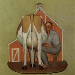 Boy Milking Cow by Grant Wood – 1932 Regionalism Genre Oil Painting Reproduction | Handcrafted Art from DaFen Village Studio