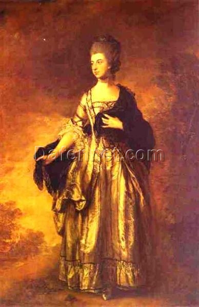 INSPIRED BY Gainsborough’s “Isabella, Viscountess Molyneux” – Personalized Rococo Oil Painting | DaFen Village Studio